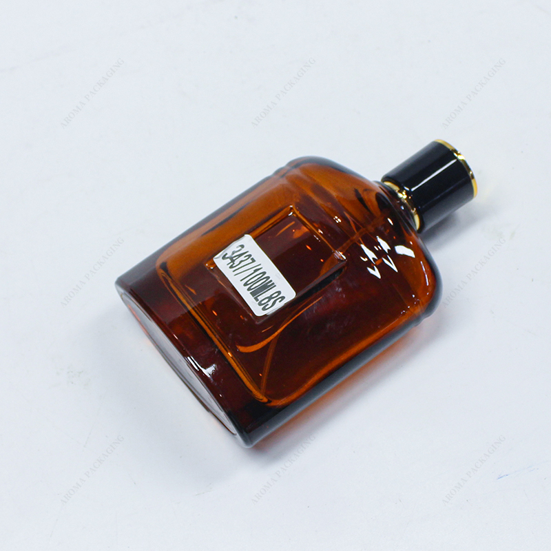 Brown Glass Perfume Bottle With Lid